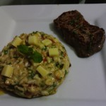 Risoto provençal com escalope de mignon