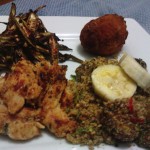 farofa_e_quiabo Farofa de banana da terra com quiabo, frango e ovo moullet