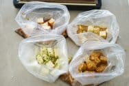 sacos com tofu marinado