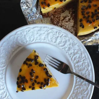 torta vegana de maracujá e chocolate branco