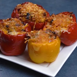 como fazer pimentão recheado na airfryer - receita vegana