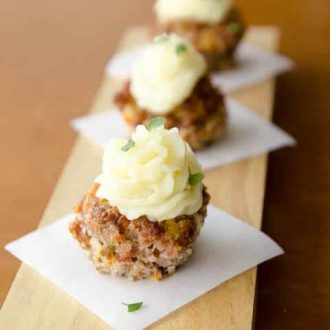 receita de cupcake salgado de carne moída com purê de batatas