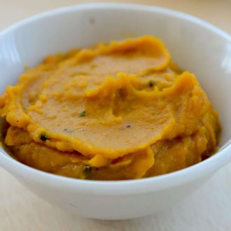 Purê de abóbora cabotia com mel