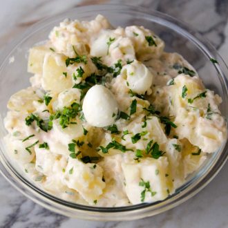 receita fácil de salada de batatas e maionese para churrasco